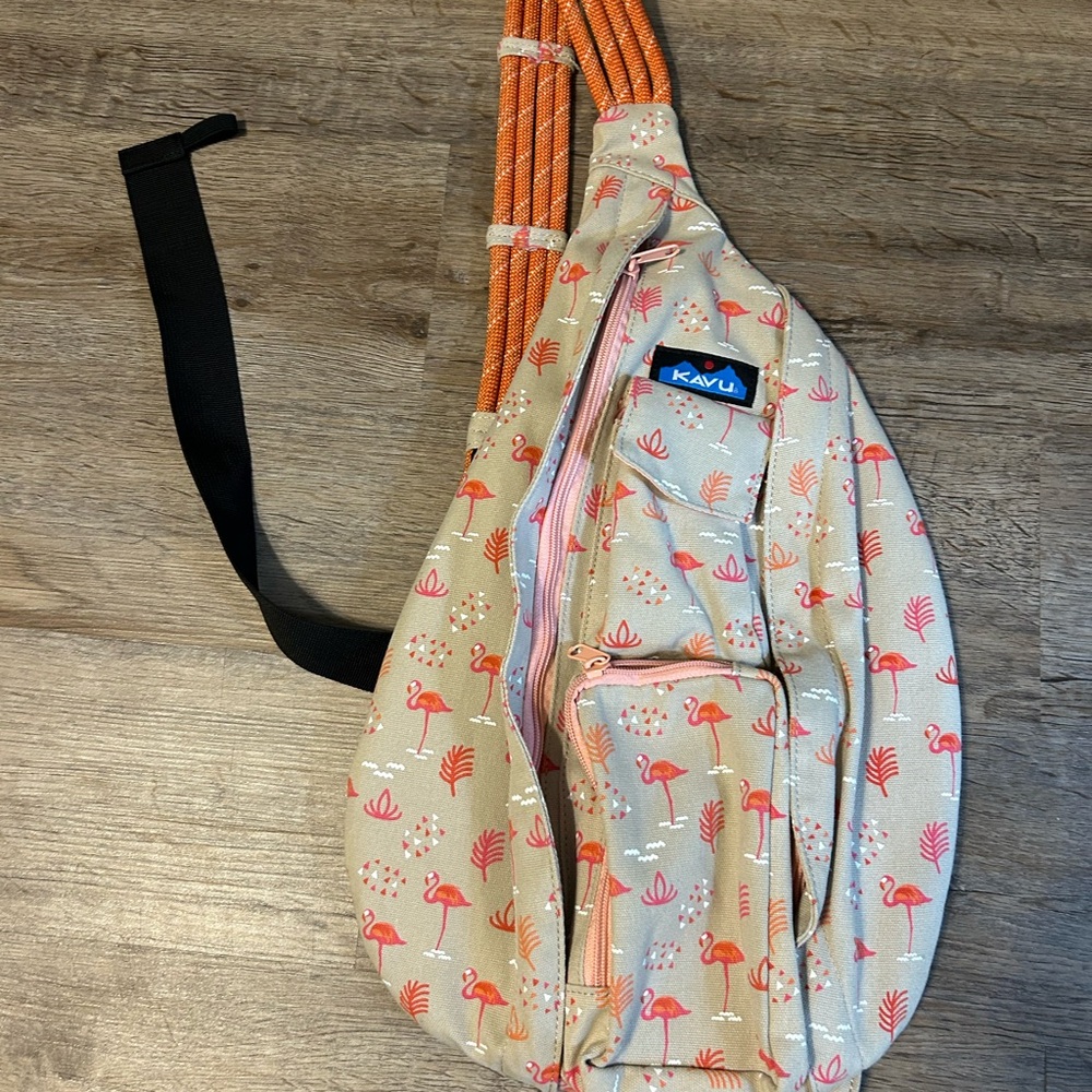 KAVU Flamingo Print Rope Sling Bag
